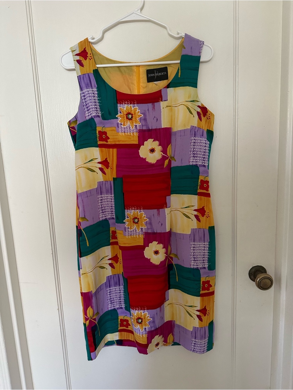 Vintage Colorblock Floral Patchwork Sleeveless Mini Dress - Multicolor